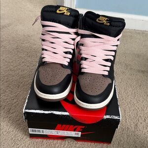 Jordan High-Top Sneakers in Black, Brown, and Pink